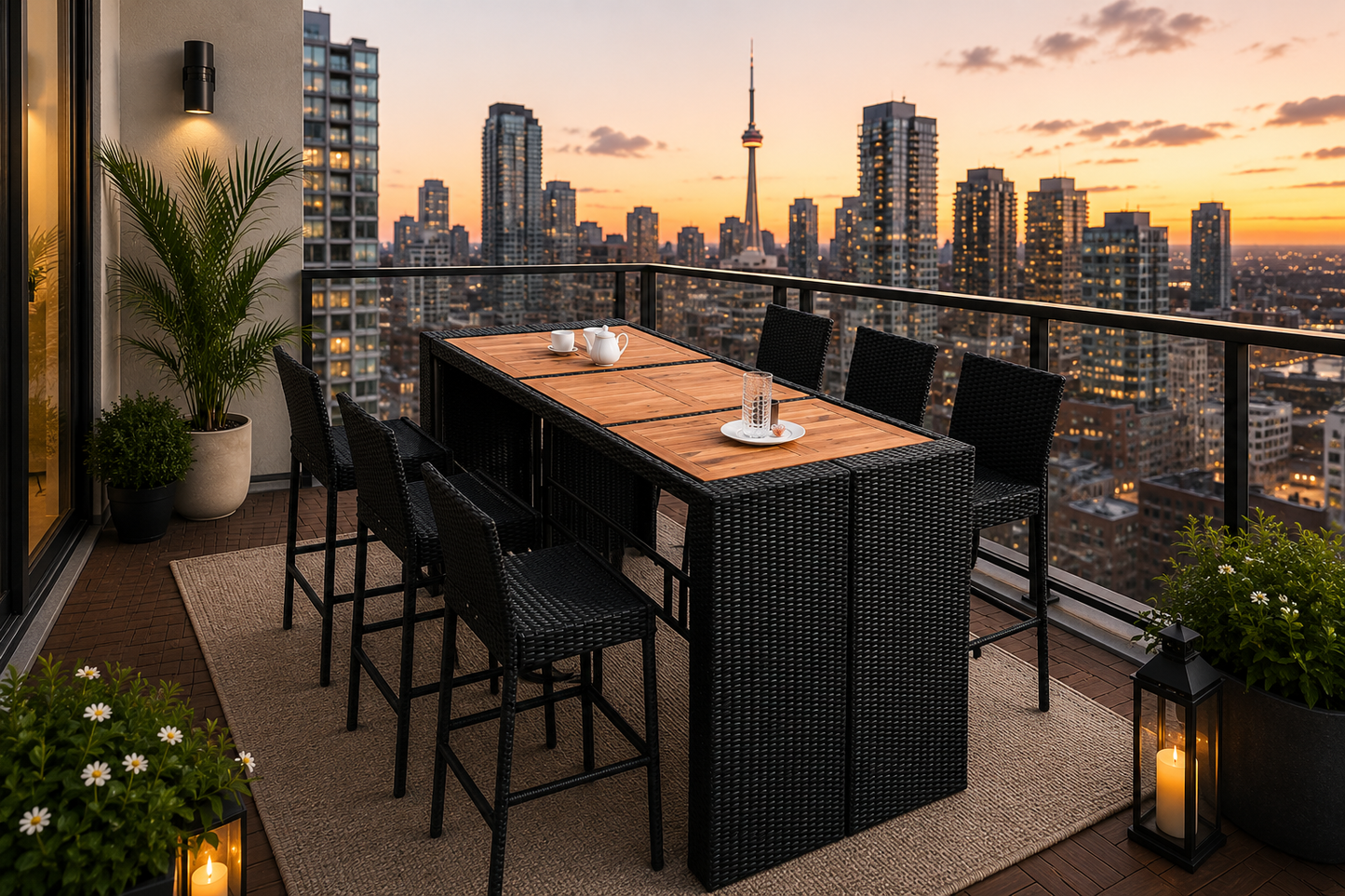 7-piece PE wicker patio bar set Toronto