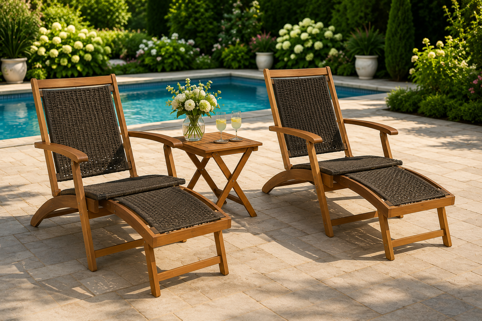 Two foldable loungers